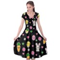 Easter Kawaii Pattern Cap Sleeve Wrap Front Dress View1
