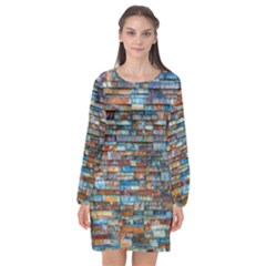 Colorful-21 Long Sleeve Chiffon Shift Dress  by ArtworkByPatrick