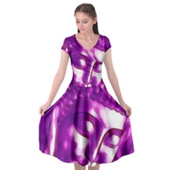 Purple Buddha Art Portrait Cap Sleeve Wrap Front Dress by yoursparklingshop