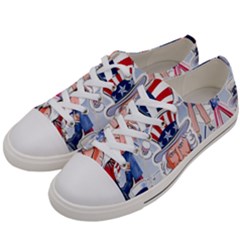 United States Of America Celebration Of Independence Day Uncle Sam Women s Low Top Canvas Sneakers by Sapixe