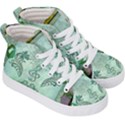 Music, Decorative Clef With Floral Elements Kid s Hi-Top Skate Sneakers View3