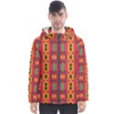 Tribal shapes in retro colors                                 Men s Hooded Puffer Jacket View1