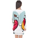 Dancing Fruit Apple Organic Fruit Long Sleeve Chiffon Shift Dress  View2