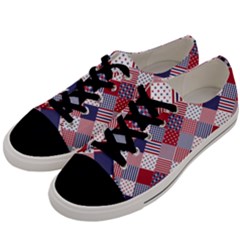 Usa Americana Diagonal Red White & Blue Quilt Men s Low Top Canvas Sneakers by PodArtist