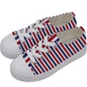 USA Flag Red White and Flag Blue Wide Stripes Kids  Low Top Canvas Sneakers View2