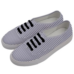 Mattress Ticking Narrow Striped Pattern In Usa Flag Blue And White Men s Classic Low Top Sneakers by PodArtist