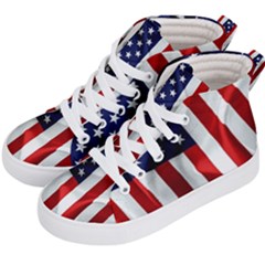 American Usa Flag Vertical Kid s Hi-top Skate Sneakers by FunnyCow