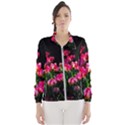 Pink Tulips Dark Background Windbreaker (Women) View1