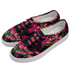 Pink Tulips Dark Background Women s Classic Low Top Sneakers by FunnyCow