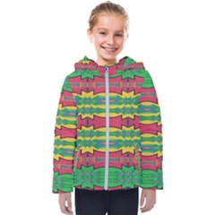 Shapes Rows Pattern                                      Kids  Hooded Puffer Jacket by LalyLauraFLM