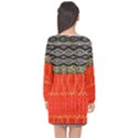 Creative red and black geometric design  Long Sleeve Chiffon Shift Dress  View2