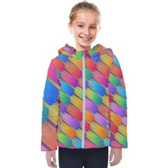 Colorful Textured Shapes Pattern                                     Kids  Hooded Puffer Jacket by LalyLauraFLM