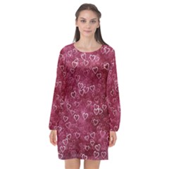 Heart Pattern Long Sleeve Chiffon Shift Dress  by snowwhitegirl