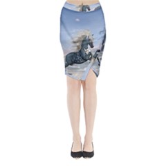 Wonderful Wild Fantasy Horse On The Beach Midi Wrap Pencil Skirt by FantasyWorld7