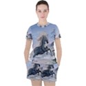 Wonderful Wild Fantasy Horse On The Beach Women s Tee and Shorts Set View1