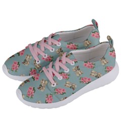 Retro Dog Floral Pattern Blue Women s Lightweight Sports Shoes by snowwhitegirl