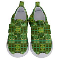 Mod Yellow Green Squares Pattern Velcro Strap Shoes by BrightVibesDesign