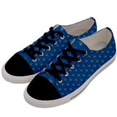 Quebec French Royal Fleur De Lys Elegant Pattern Blue Blue Quebec Fleur De Lys Pattern Blue Men s Low Top Canvas Sneakers by Quebec