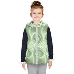 Fractal Green White St Patricks Day Kid s Hooded Puffer Vest by Wegoenart