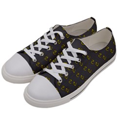 No Step On Snek Pattern Charcoal Dark Gray Background Meme Women s Low Top Canvas Sneakers by snek