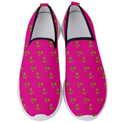 No Step On Snek Pattern Pink Background Meme Men s Slip On Sneakers by snek