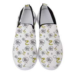 No Step On Snek Do Not Bubble Speech Pattern White Background Meme Women s Slip On Sneakers by snek