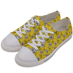 No Step On Snek Do Not Bubble Speech Pattern Yellow Background Meme Women s Low Top Canvas Sneakers by snek