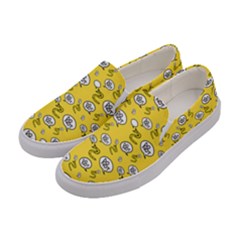 No Step On Snek Do Not Bubble Speech Pattern Yellow Background Meme Women s Canvas Slip Ons by snek