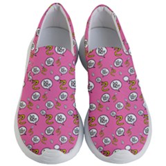 No Step On Snek Do Not Bubble Speech Pattern Pink Background Meme Women s Lightweight Slip Ons by snek