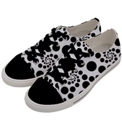Dot Dots Round Black And White Men s Low Top Canvas Sneakers by Pakrebo