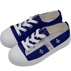 Flag Quebec Drapeau Grunge Fleur De Lys Blue And White Kids  Low Top Canvas Sneakers by Quebec