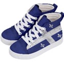 Flag Quebec Drapeau grunge fleur de lys blue and white Kids  Hi-Top Skate Sneakers View2