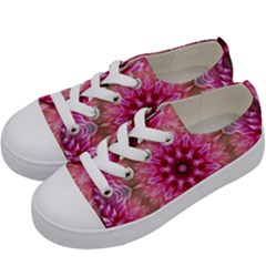 Flower Mandala Art Pink Abstract Kids  Low Top Canvas Sneakers by Pakrebo