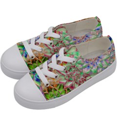 Dahlia Flower Colorful Art Collage Kids  Low Top Canvas Sneakers by Pakrebo