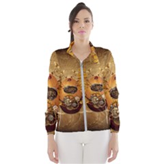 Awesome Steampunk Easter Egg With Flowers, Clocks And Gears Windbreaker (women) by FantasyWorld7