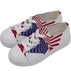 A Star With An American Flag Pattern Kids  Low Top Canvas Sneakers by Sudhe