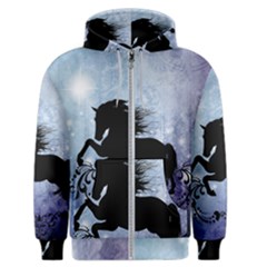 Wonderful Black Horse Silhouette On Vintage Background Men s Zipper Hoodie by FantasyWorld7