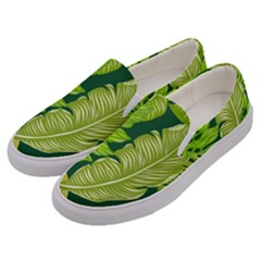 Tropical Green Leaves Men s Canvas Slip Ons by snowwhitegirl