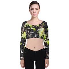 Signs Of Spring Velvet Long Sleeve Crop Top by Riverwoman