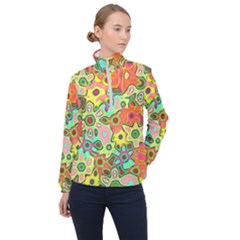 Colorful Shapes          Women Half Zip Windbreaker by LalyLauraFLM