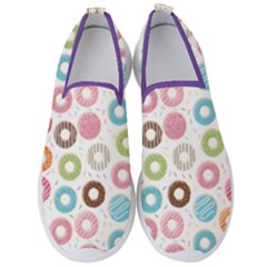 Donut Pattern With Funny Candies Men s Slip On Sneakers by genx