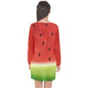 Juicy Paint texture Watermelon red and green watercolor Long Sleeve Chiffon Shift Dress  View2