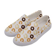 Donuts Pattern With Bites Bright Pastel Blue And Brown Cropped Sweatshirt Women s Canvas Slip Ons by genx