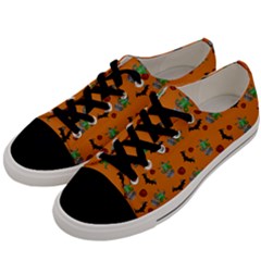 Halloween Witch Pattern Orange Men s Low Top Canvas Sneakers by snowwhitegirl