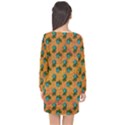 Orange Denim And Roses Long Sleeve Chiffon Shift Dress  View2