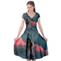Astronaut Moon Space Planet Cap Sleeve Wrap Front Dress View1