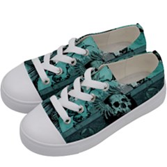 Awesome Skull With Wings Kids  Low Top Canvas Sneakers by FantasyWorld7