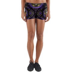 Fractal Sparkling Purple Abstract Yoga Shorts by Pakrebo