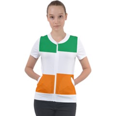 Flag Of Ireland Irish Flag Short Sleeve Zip Up Jacket by FlagGallery