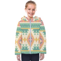 Shapes In Pastel Colors                    Kids  Hooded Puffer Jacket by LalyLauraFLM